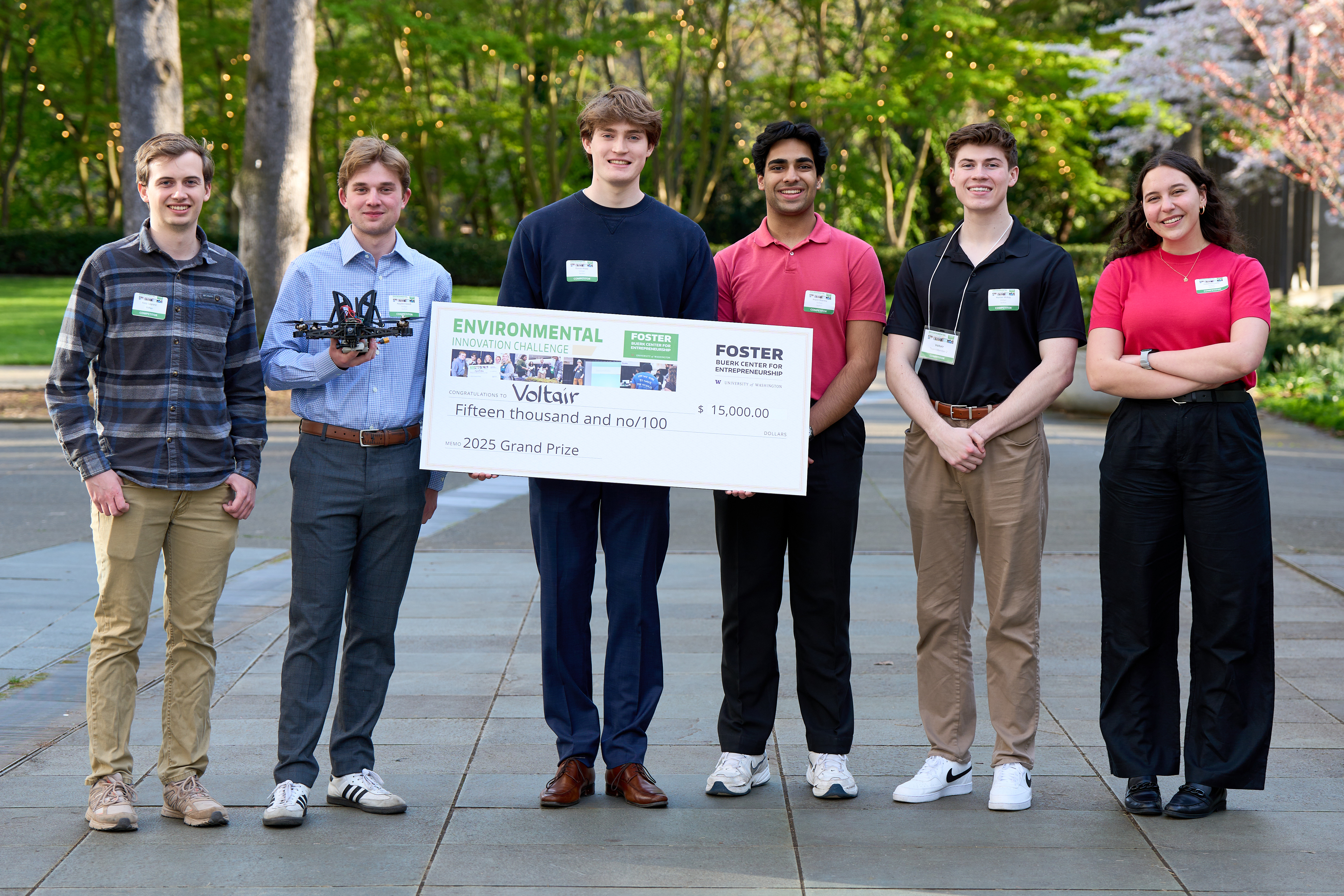 Self-charging drones land top prize